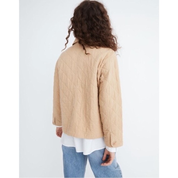 Madewell Quilted Lightspun Cropped Shirt-Jacket XS Desert Dune - Picture 4 of 12